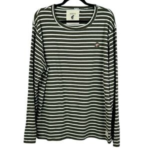 Rubbish Casual Athleisure Striped Long Sleeve Round Neck Tee XL Olive Green